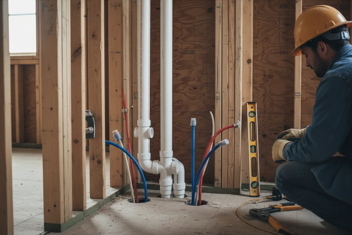 Drain and supply rough-in during Garbage Disposal Repair in Algodones