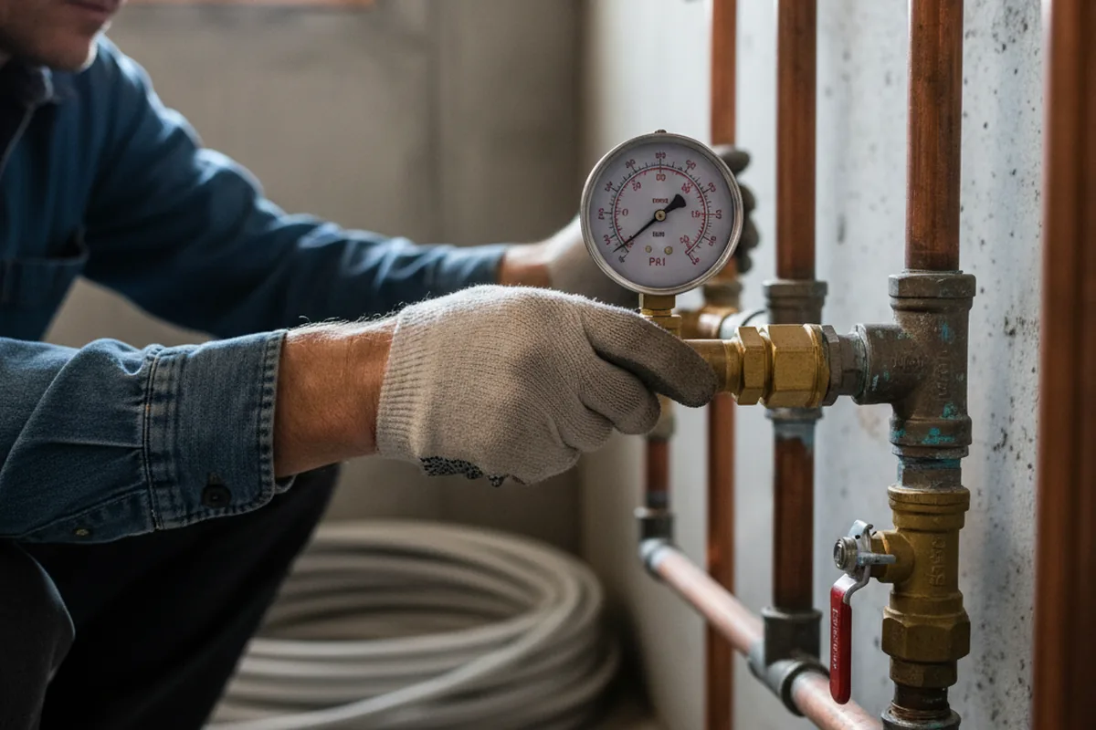Pressure testing a repaired line during Water Line Repair in Algodones